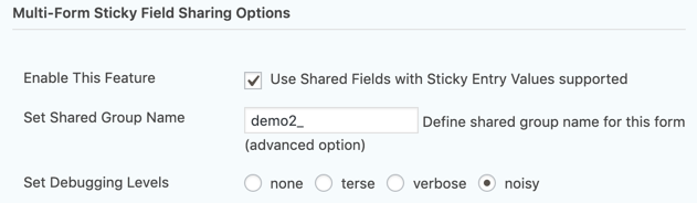 Screen cap of Admin Form Settings for MFSFS Plug-in